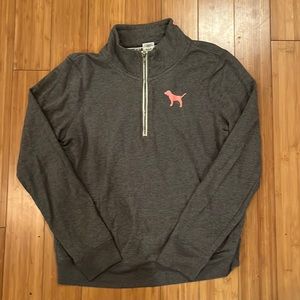 Gray quarter zip Pink pullover